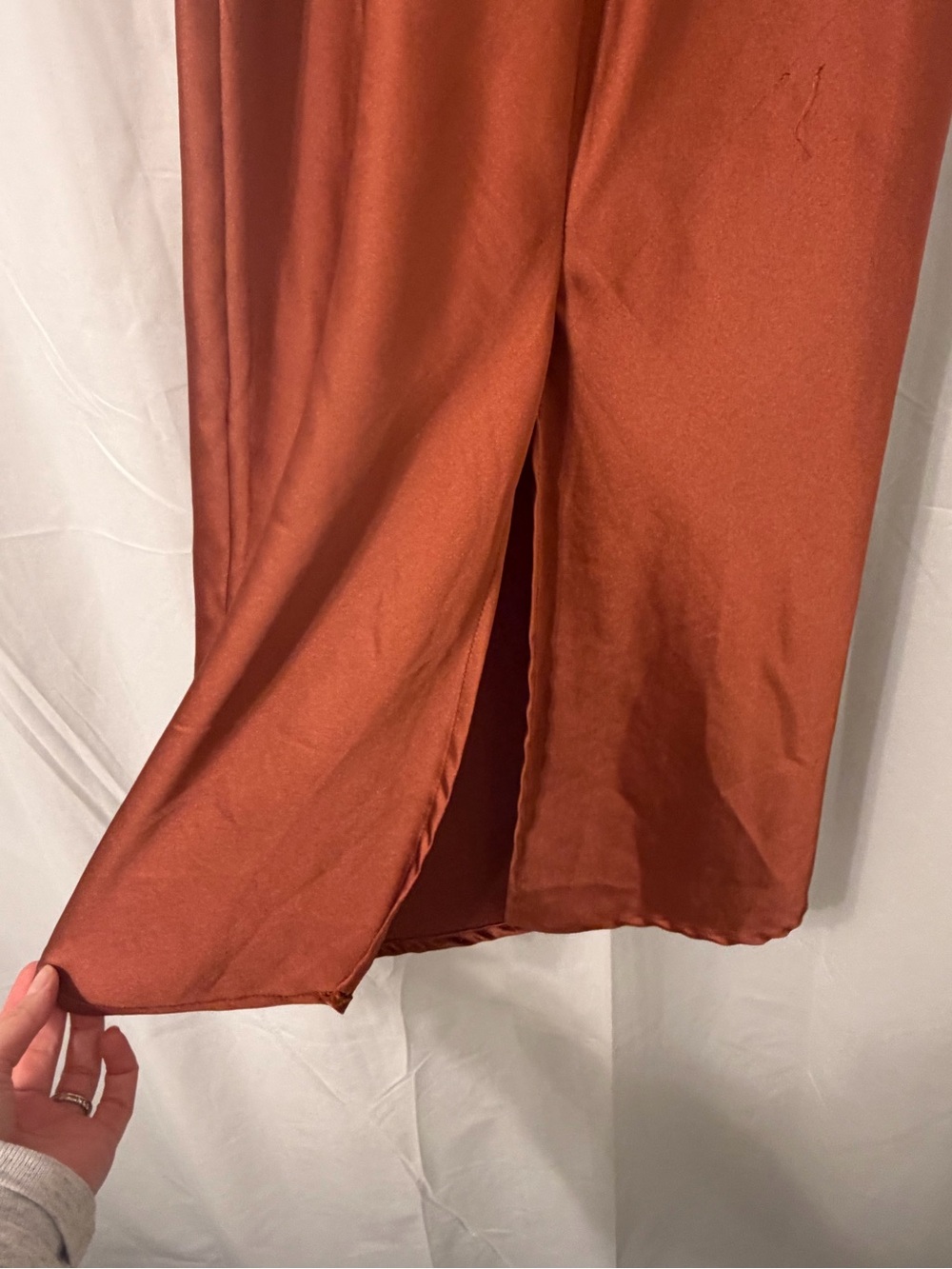 Petal & Pup Satin Slip Midi Dress in Rust - Picture 5 of 6